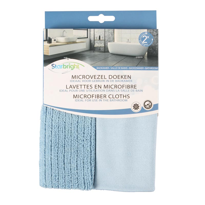 2 lavettes en microfibre pour salle de bain