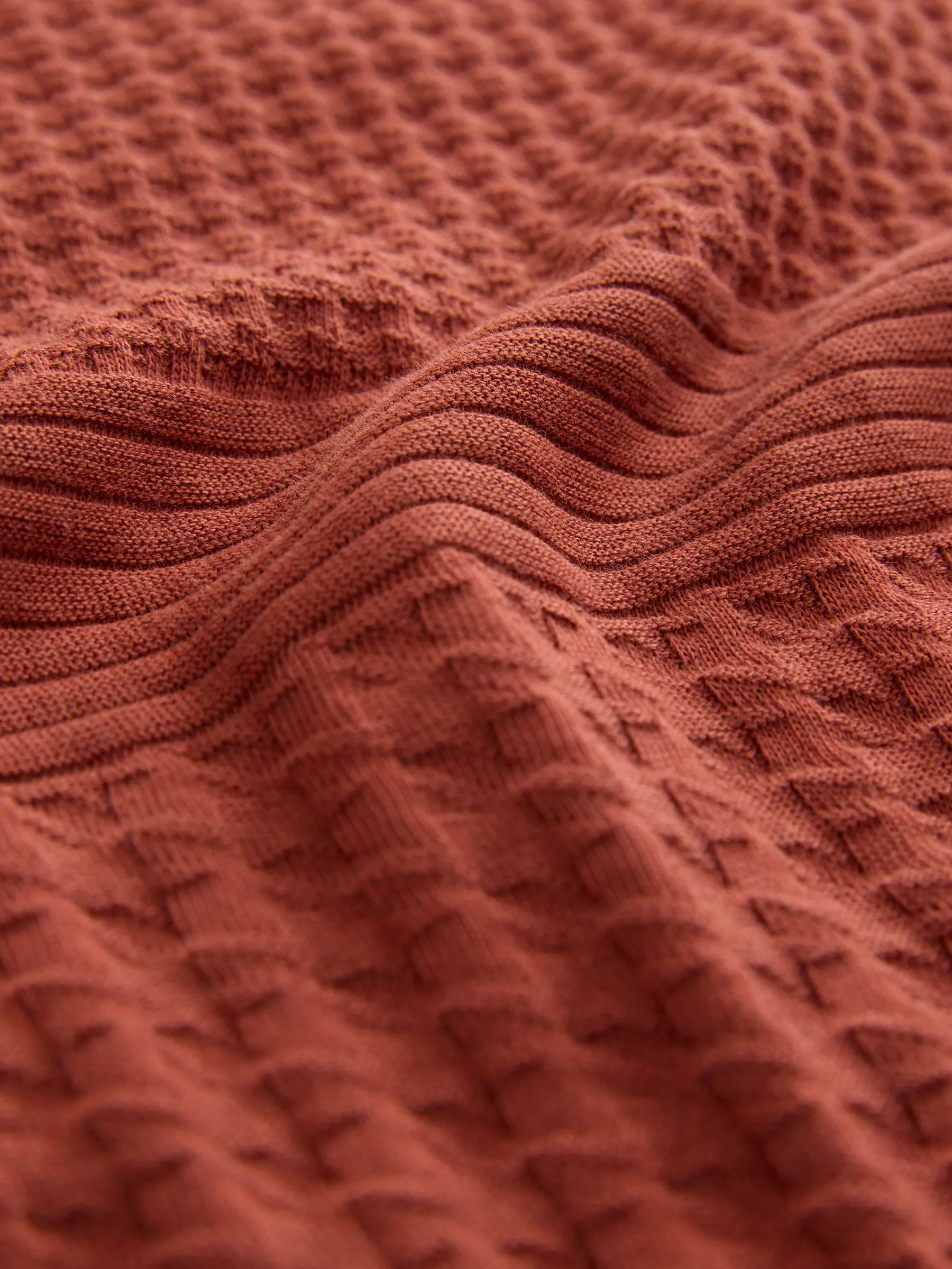 Roestrood - Normale Pasvorm - Net jacquard poloshirt