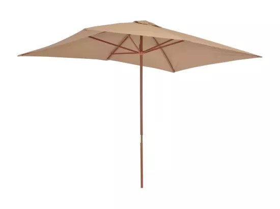 Parasol d'extérieur avec mât en bois 200 x 300 cm Taupe