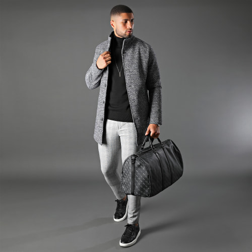 Pantalon Super Skinny Fit A Carreaux 28010 Gris Détails Beige