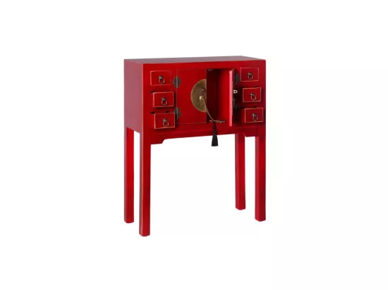 Console 2 portes, 6 tiroirs Rouge Meuble Chinois - PEKIN