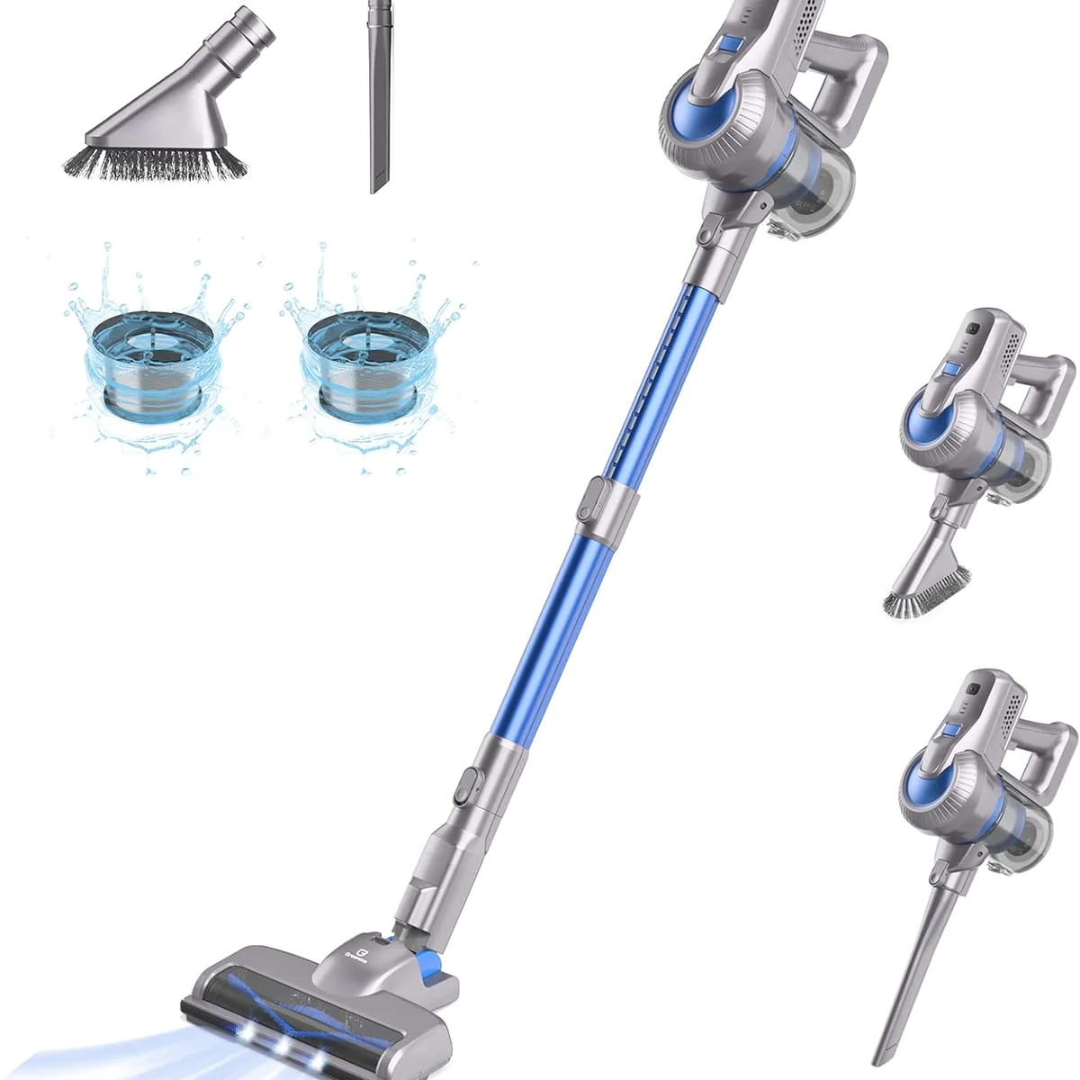 Aspirateur Balai sans Fil 6 en 1 polyvalent 200W bleu gris Vendos85