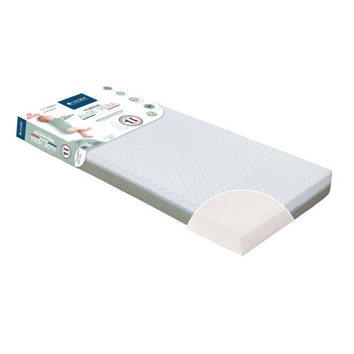 Matelas Aloé Vera Déhoussable 70x140x10 cm Blanc/Vert Olive - CANDIDE