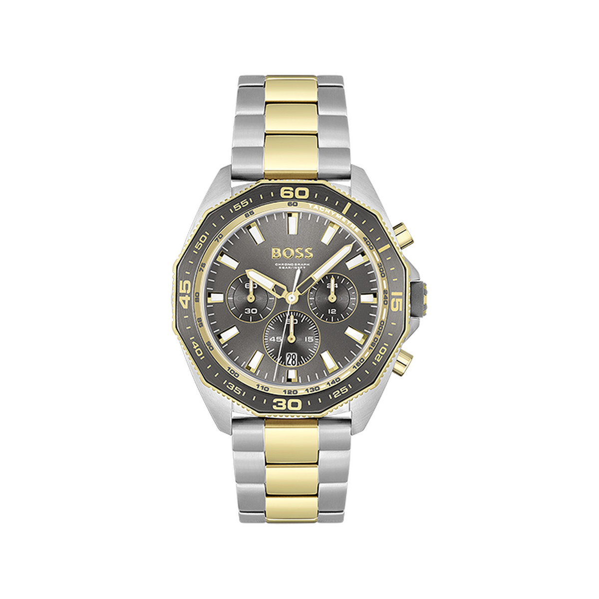 Montre BOSS Energy homme bracelet acier bicolore doré jaune