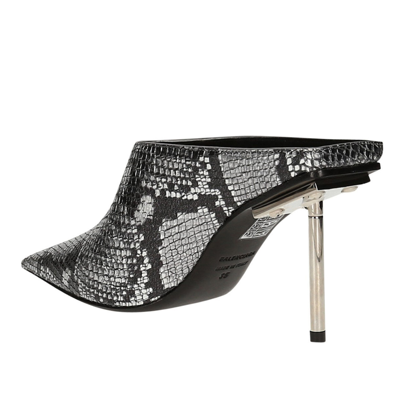 Balenciaga Mules en Cuir argentées - Talon 9.5 cm