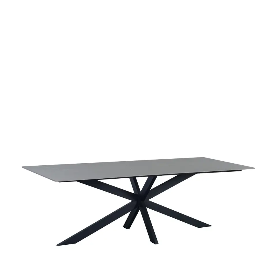 Eettafel Edin 230x100 cm marmerlook grijs - Stoneware - Grijs