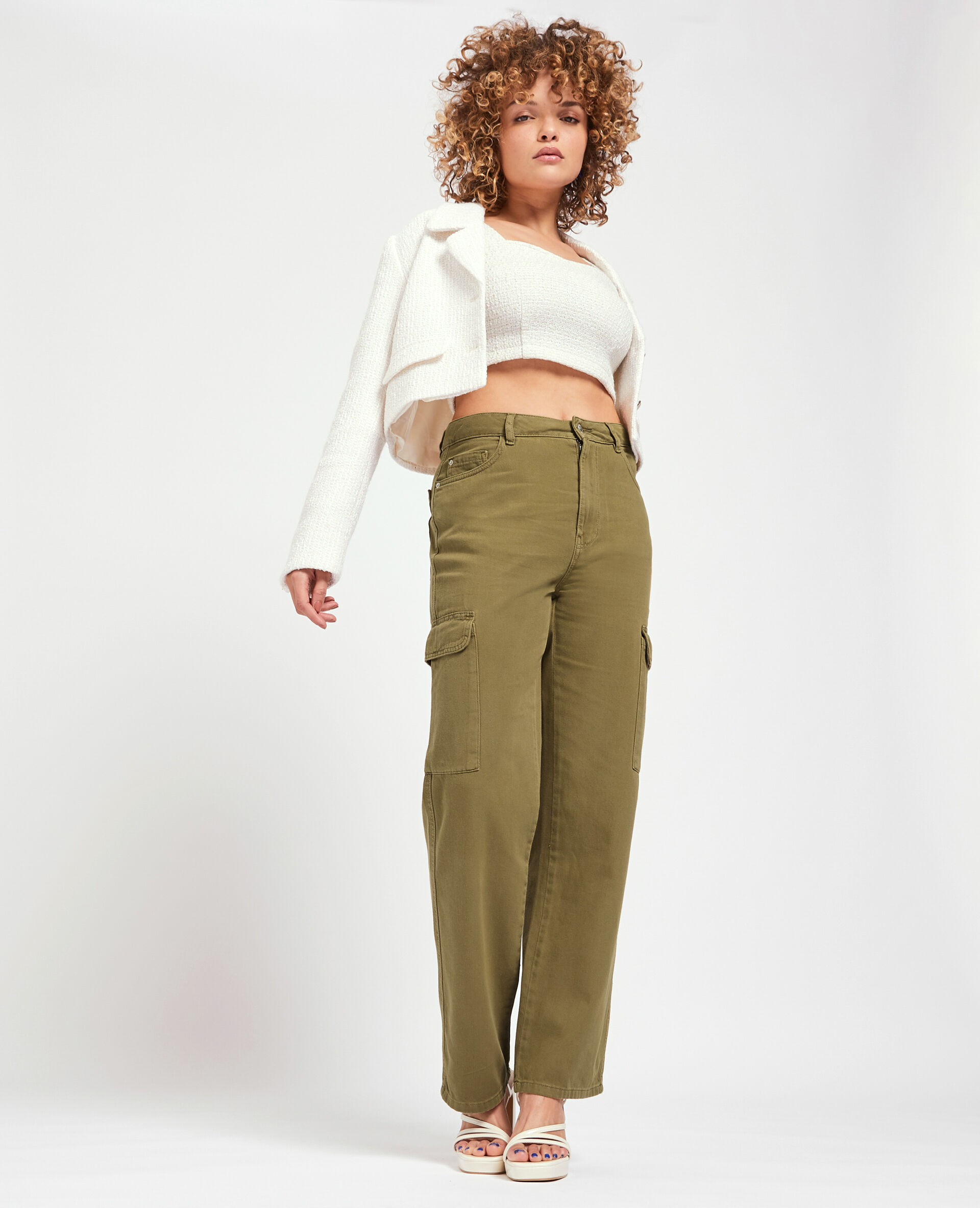 Jean cargo droit - Vert kaki