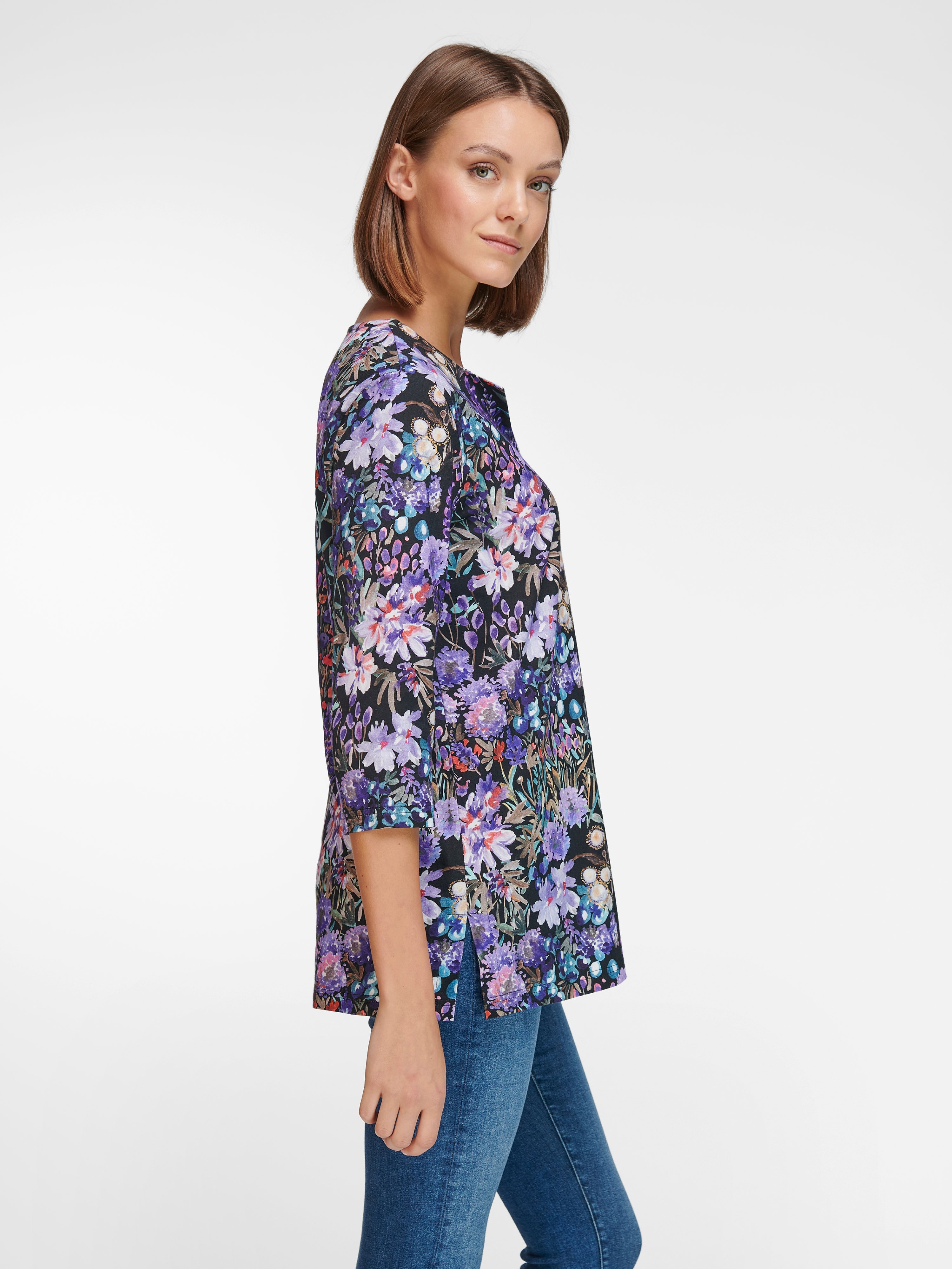 Splitneck-Shirt mit 3/4-Arm