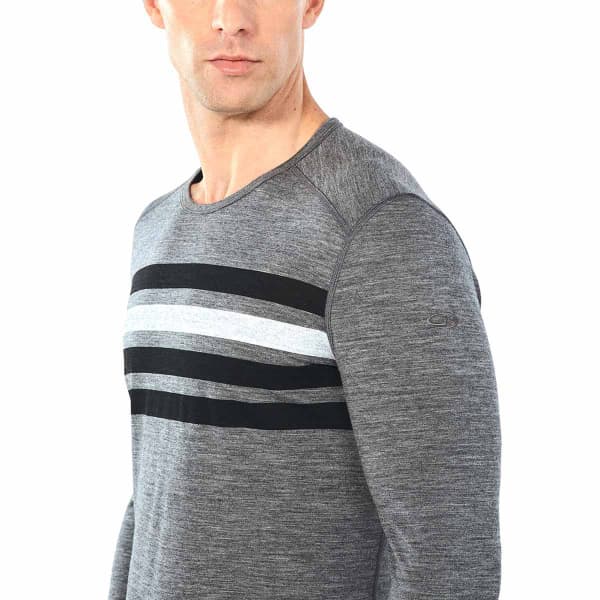 T-shirt thermique ICEBREAKER MENS 200 OASIS LS CREWE HERITAGE STRIPE GRITSTONE HEATHER