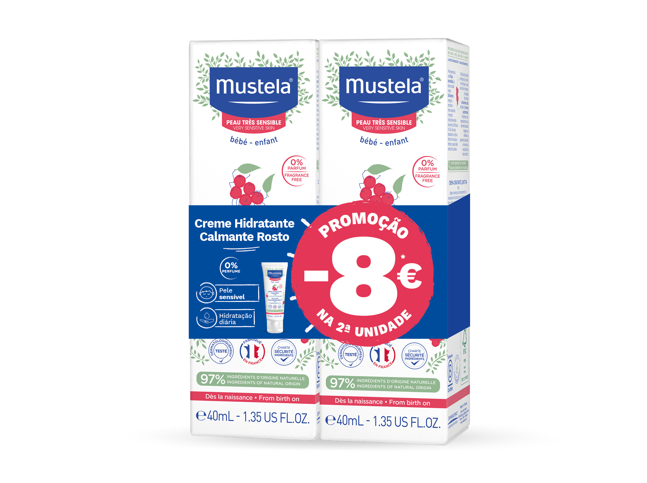CREME ROSTO MUSTELA CALMANTE 0% 2X40ML