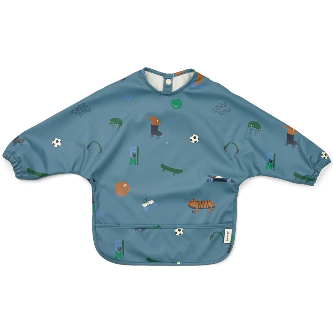 liewood mouwslab met voorvakje merle - fun - beach blue