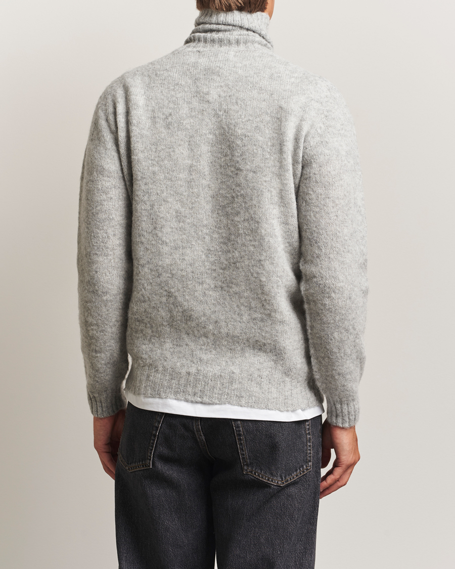 Harley Of Scotland Brushed Supersoft Lambswool Rollneck Silver