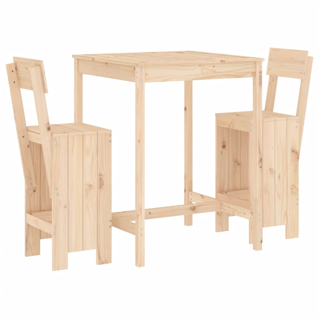 Ensemble de bar de jardin 3 pcs bois de pin massif
