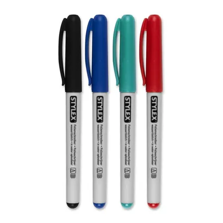 Stylex Folienschreiber 4 Stück, je 1x blau, schwarz, rot und grün
