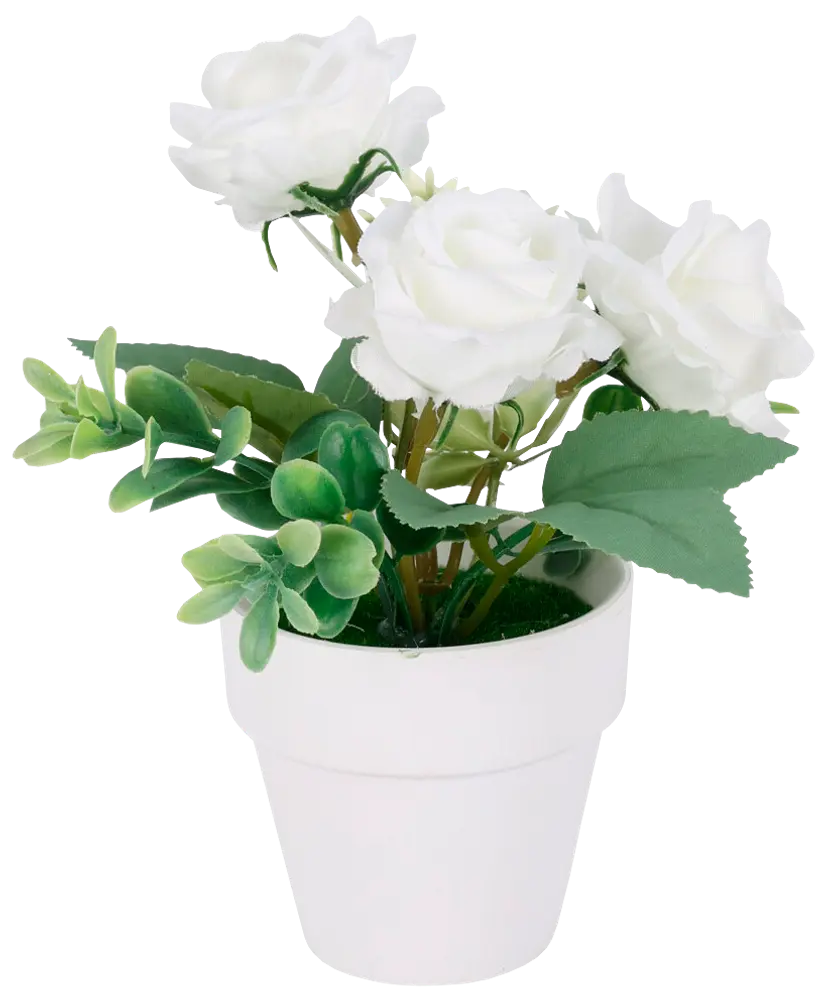 Kunstig rose i potte - 14 cm