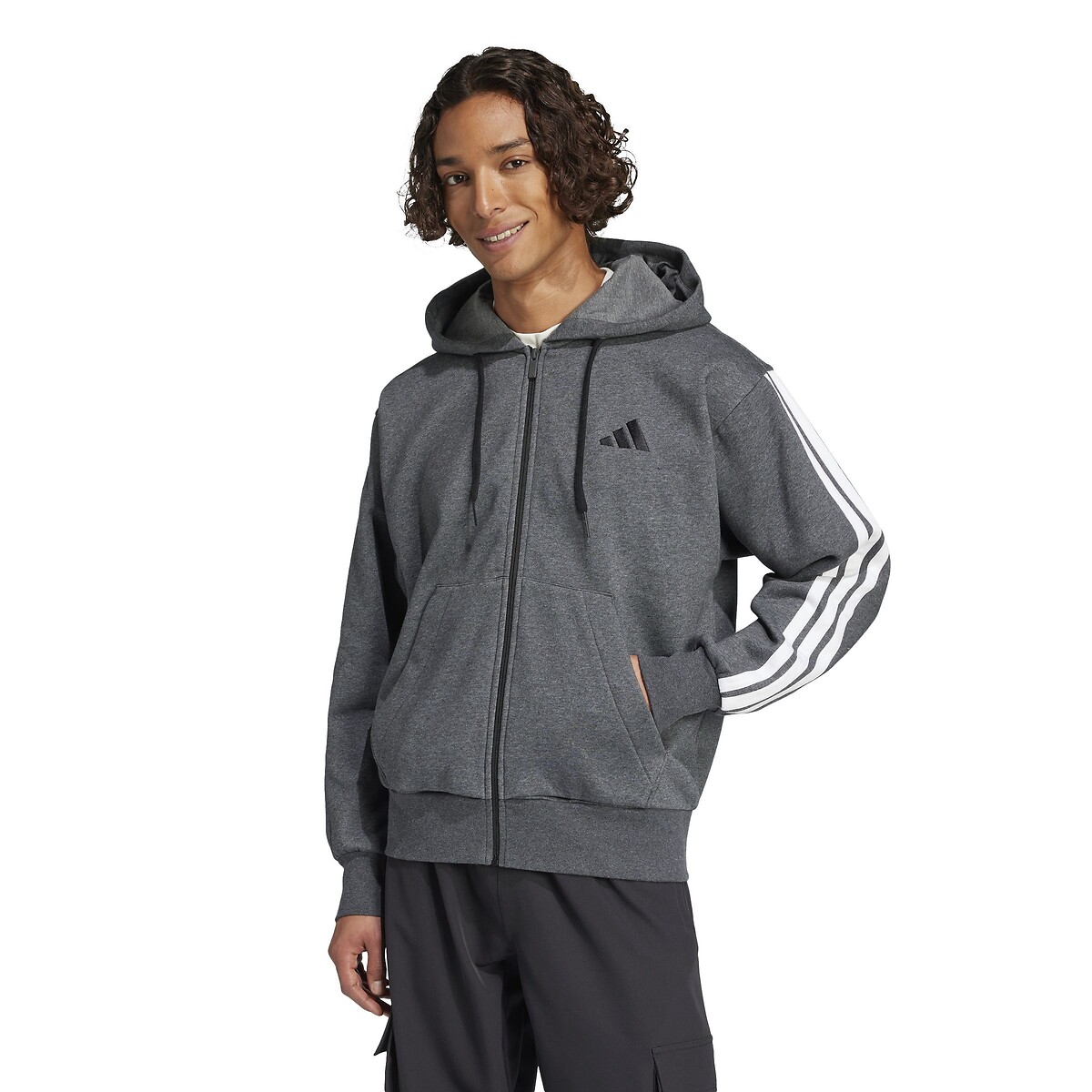 ADIDAS ROUPAS ESPORTIVAS<br>Moletom com capuz e 3 listras Essencial