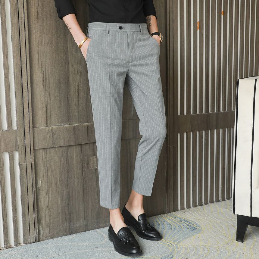 FORSETI - Gestreepte taps toelopende cropped pantalon