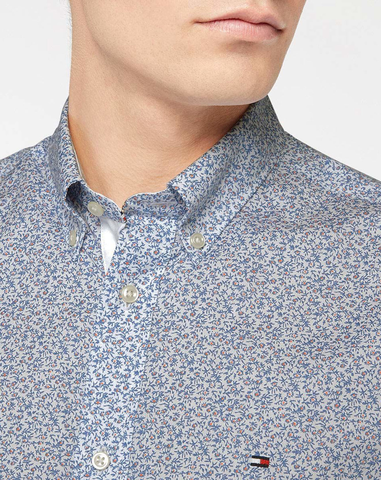 Tommy Hilfiger Chemise Regular Soft à fleurs  bleu/blanc