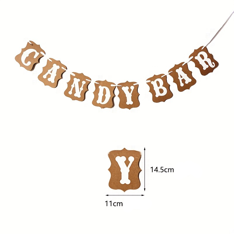 (130cm) Candy Bar Girlande Party Dekoration Accessoire Banner - Braun / Weiss