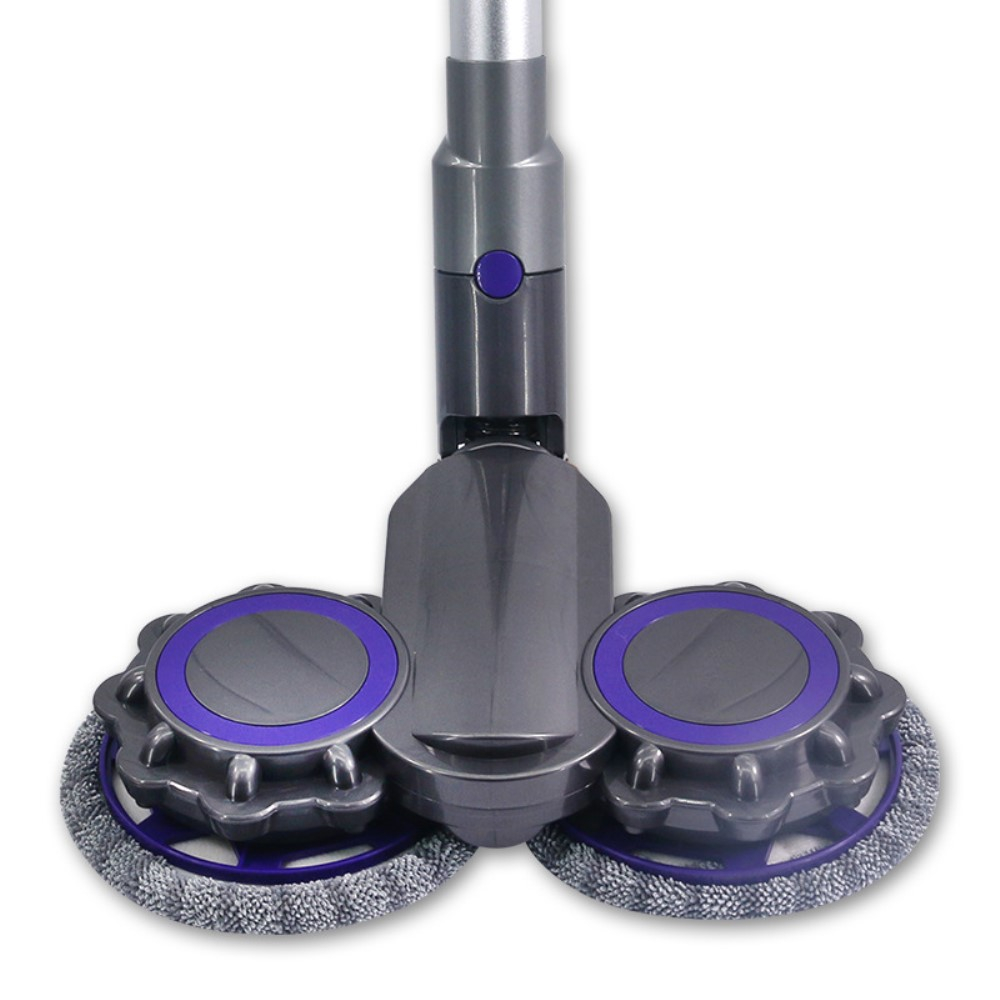 Elektrischer Wischkopf Bodenmopp Aufsatz mit Wassertank inkl. 6 Stoff Pads für Dyson Staubsauger V7 / V8 / V10 / V11 - Grau / Violett