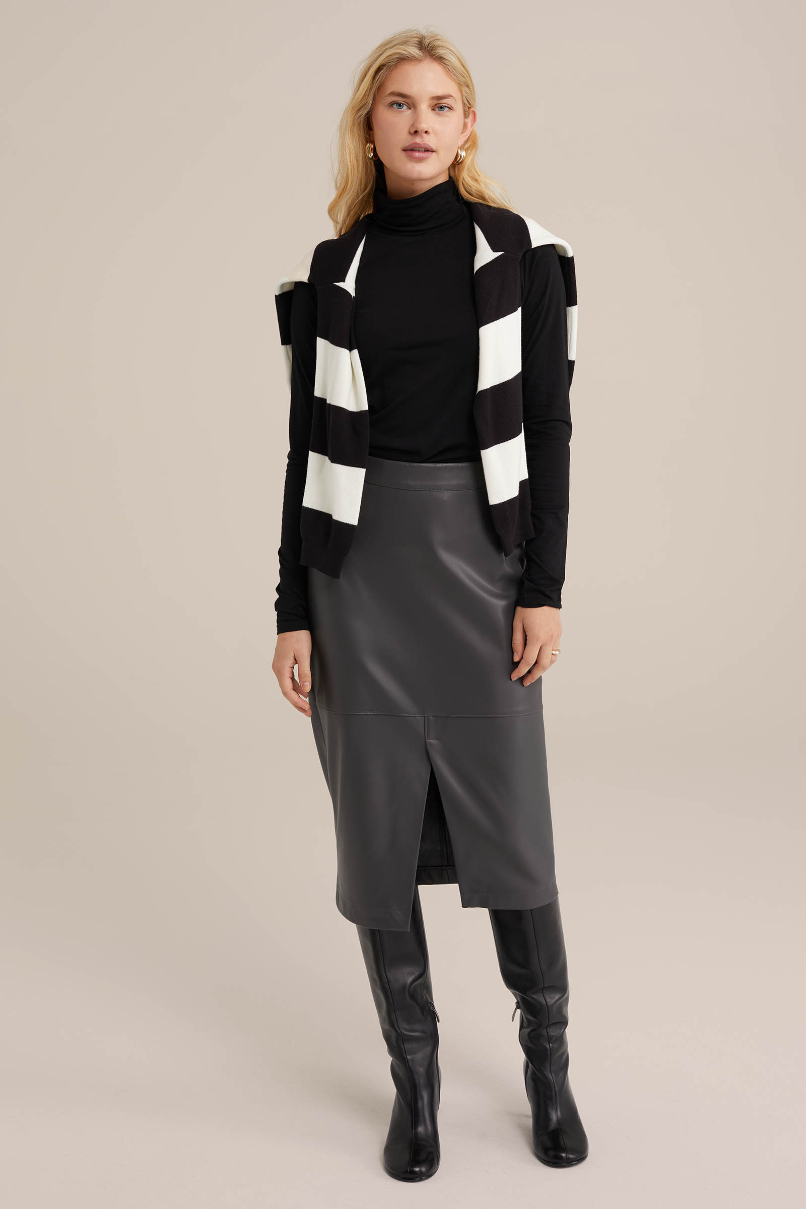 T-shirt met col WE Fashion Zwart