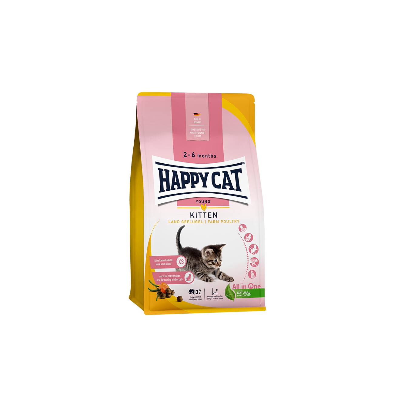 HAPPY CAT Supreme Trockenfutter Katze, Kitten, Young, Land-Geflügel 4 kg