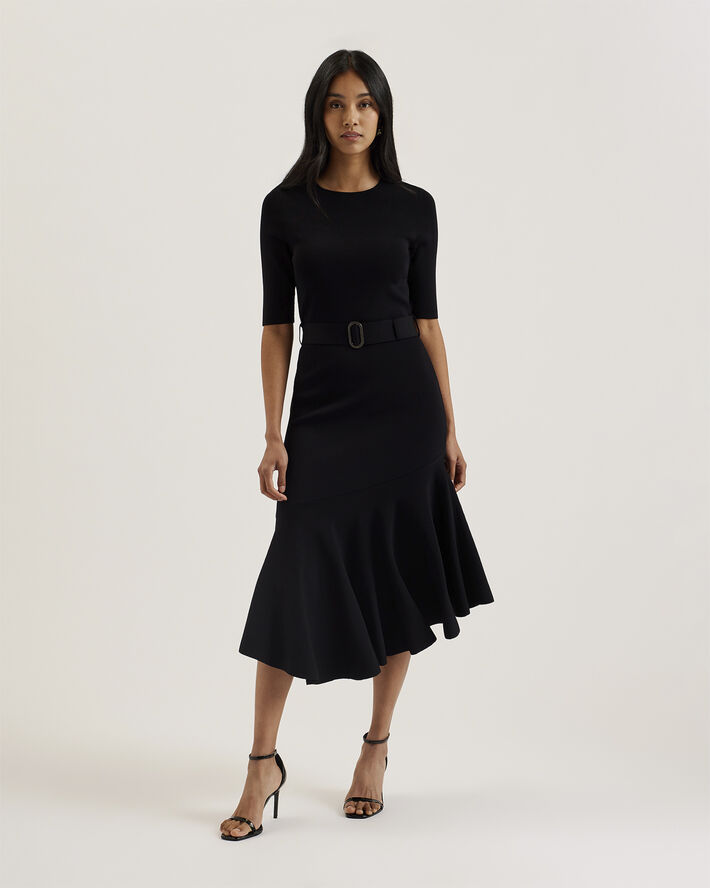 Ted Baker SAMALEE Knitted Midi Dress With Fli Black