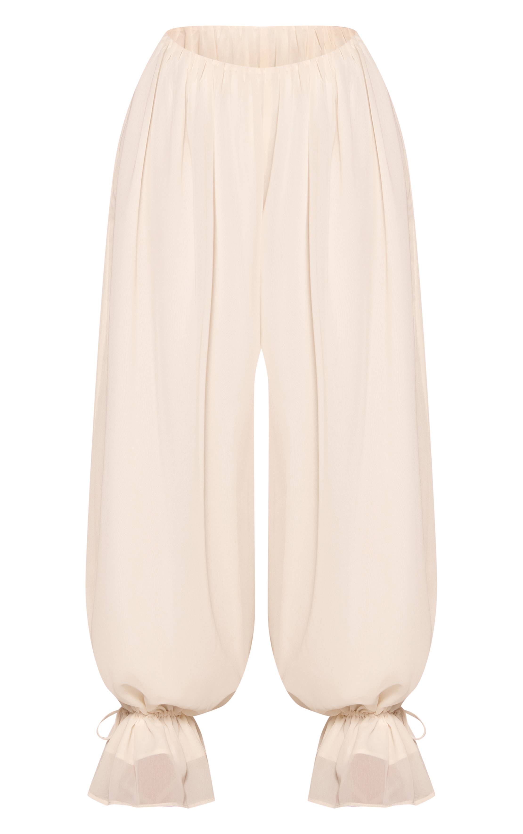 Crème Pantalon Ballon En Mousseline Petite Taille