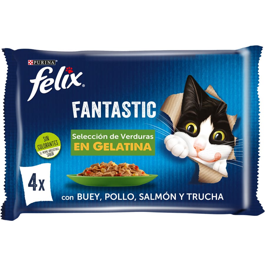 Felix - Fantástica seleção de vegetais em sachês de gelatina - Pacote com 4 unidades