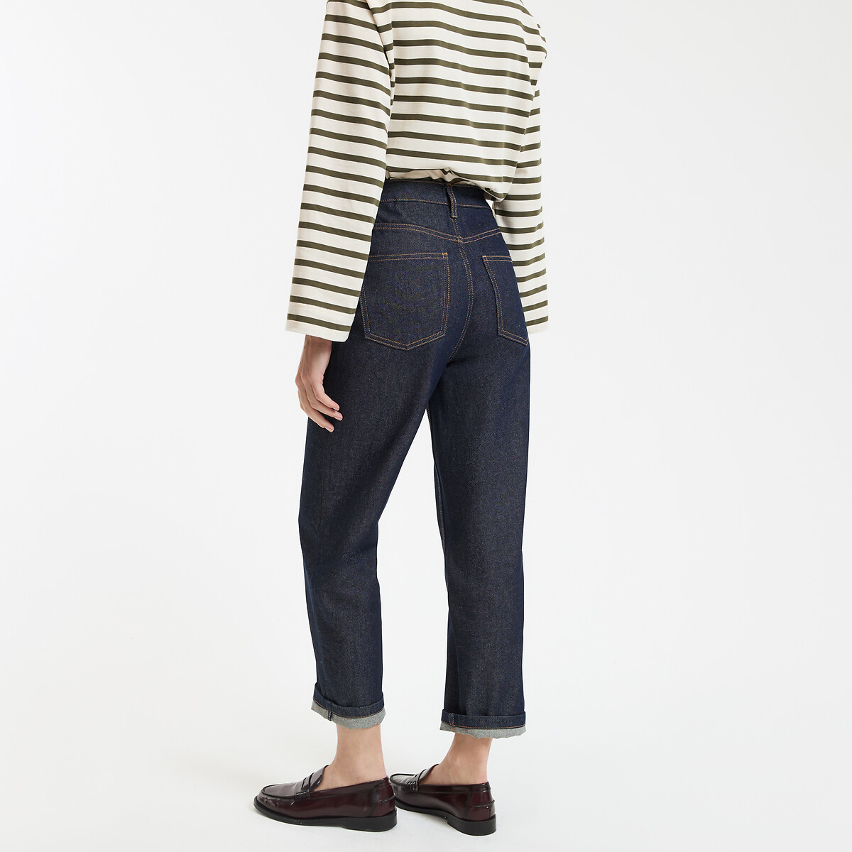 COLEÇÃO LA REDOUTE<br>Calça jeans reta 7/8, cintura alta