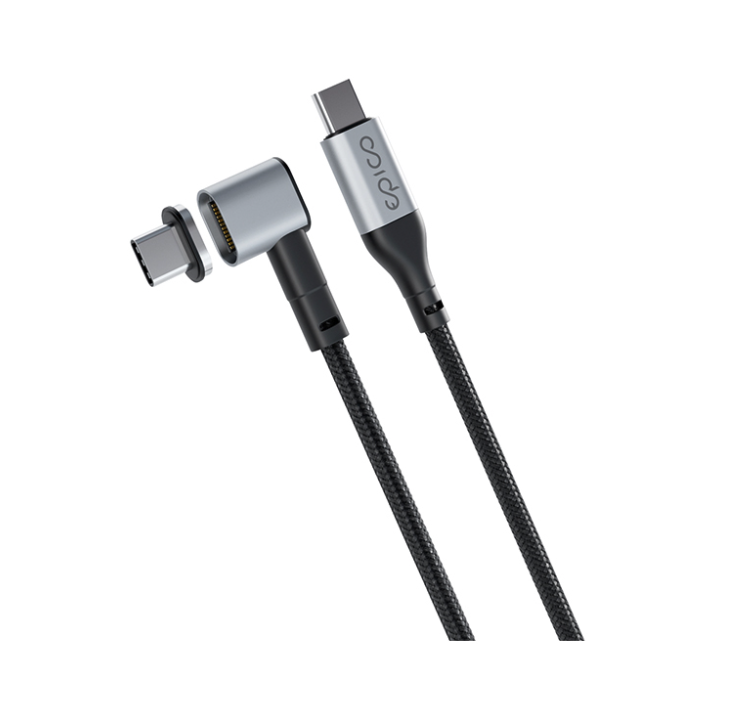 (2m) USB C auf USB C Magnet Ladekabel Nylon Datenkabel (9915101300220) - Dunkelgrau