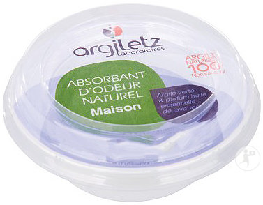 Argiletz Absorbant D'Odeur Naturel Maison Argile Verte Et Parfum Huile Essentielle De Lavande 115g