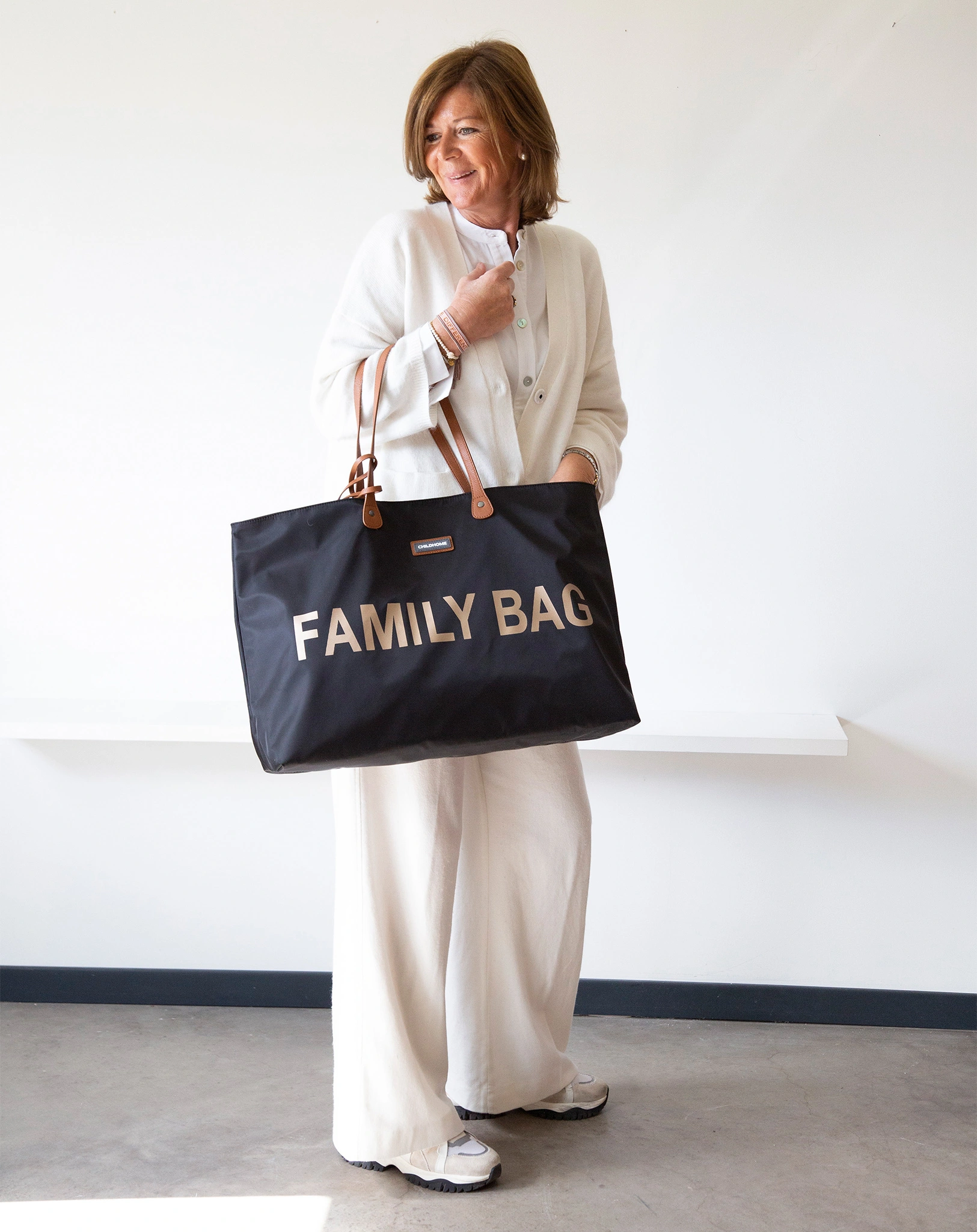 Wickeltasche FAMILY BAG (55x18x40) in schwarz/gold