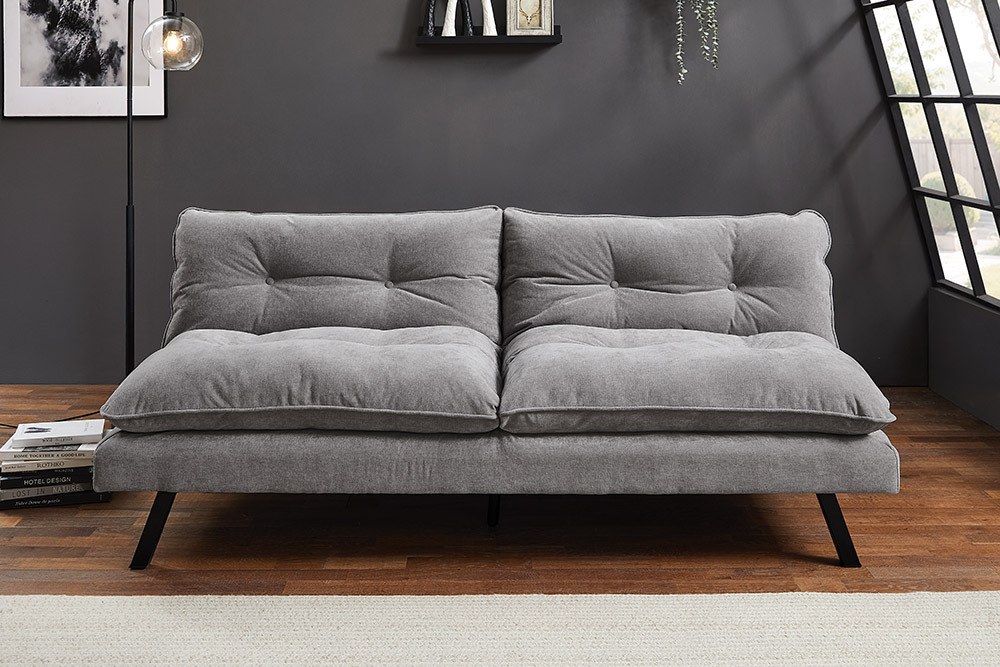 Modernes Schlafsofa COCOONING 190cm grau Chenillestoff 3-Sitzer Couch