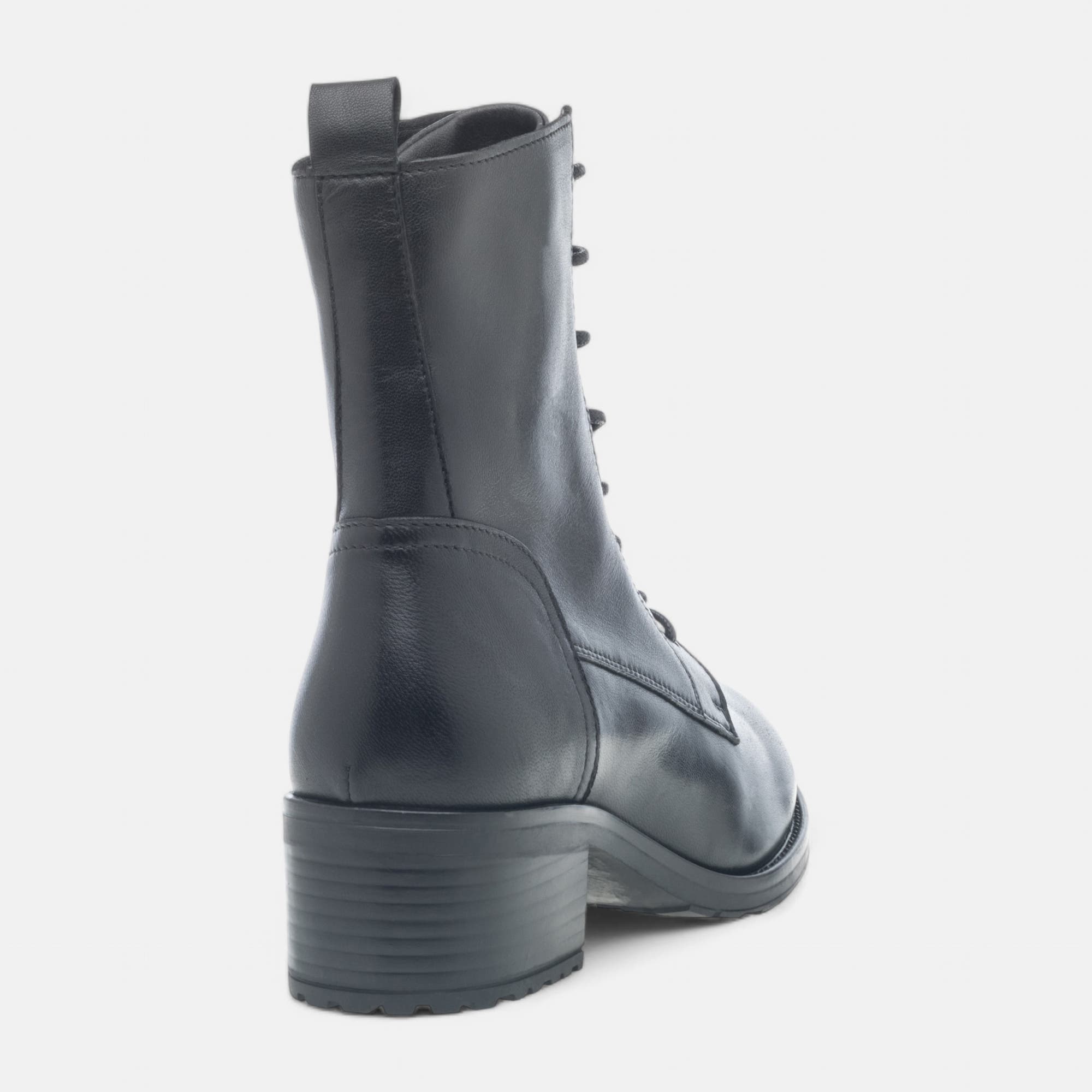 Bottines à lacets Femme en cuir noir