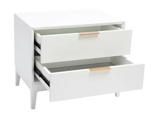 Table de chevet blanche mat et métal doré avec rangements L60 cm GIANA