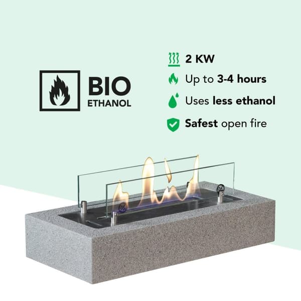 Cuneo bioetanol bordovn - Innendørs og utendørs - Betongutseende - 2KW varme