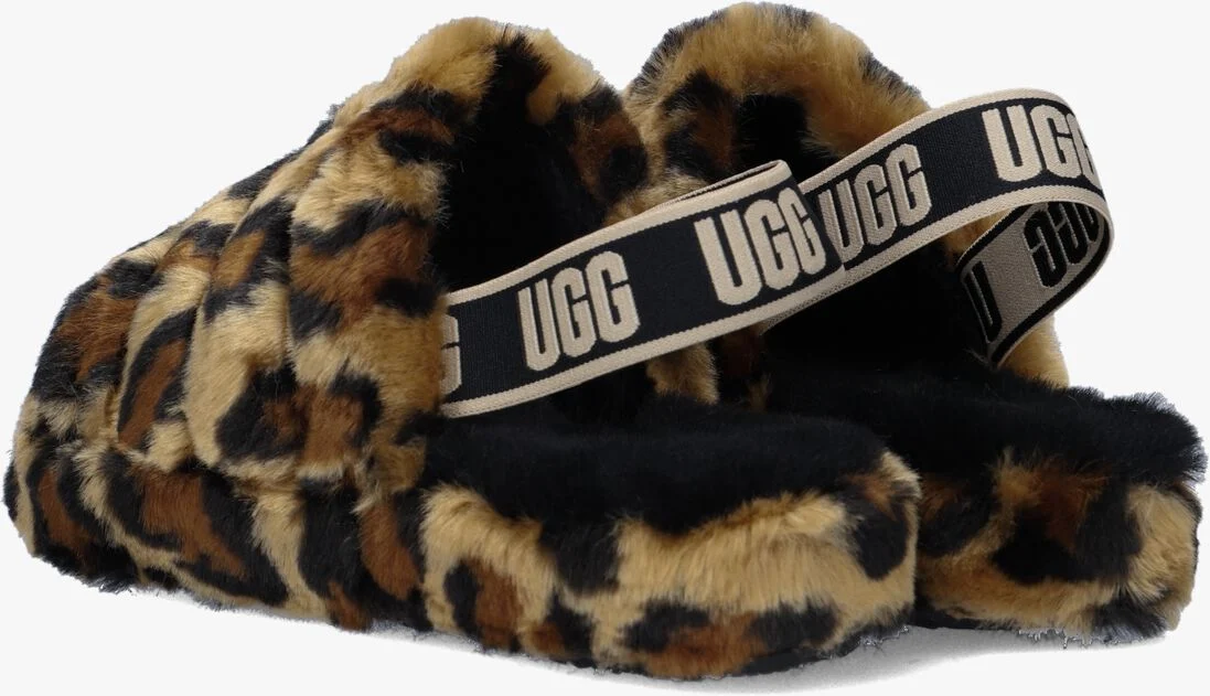 UGG bruine ugg pantoffels fluff yeah slide spotty