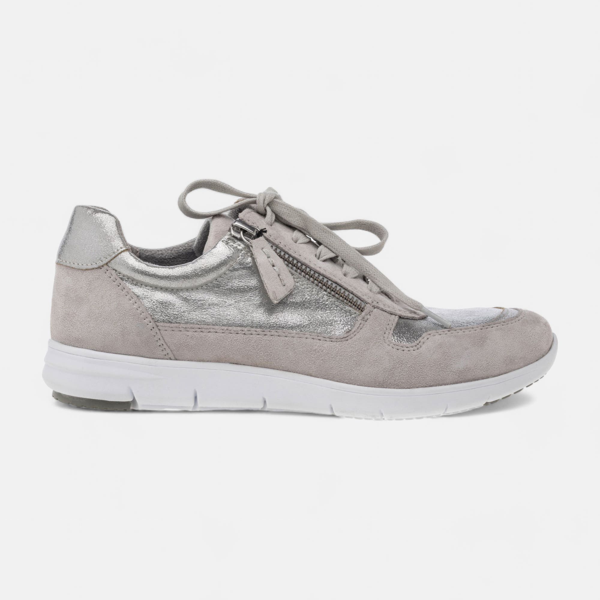 Baskets basses Femme en cuir argent