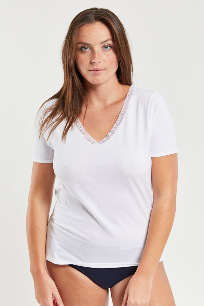 T-shirt col V - coton léger issu de l'agriculture biologique