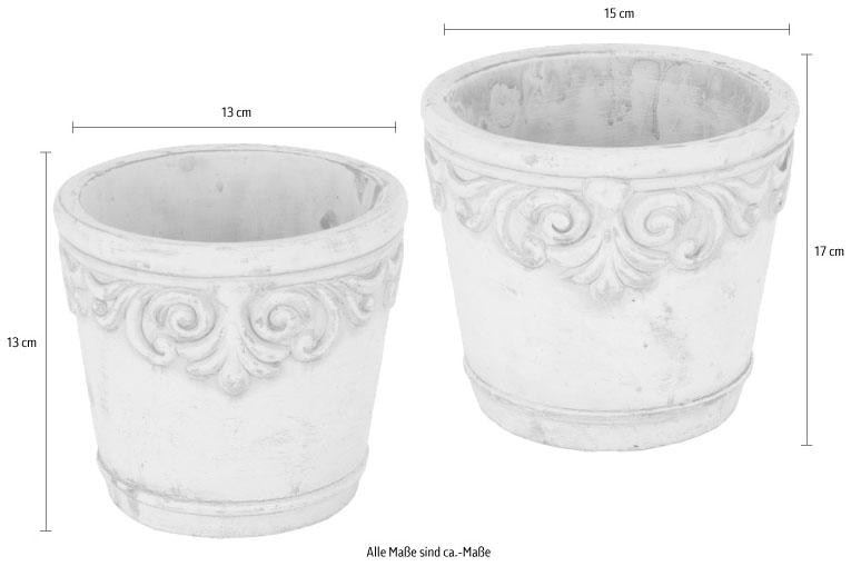 Home affaire Übertopf Betonübertopf mit Ornamenten, Vase