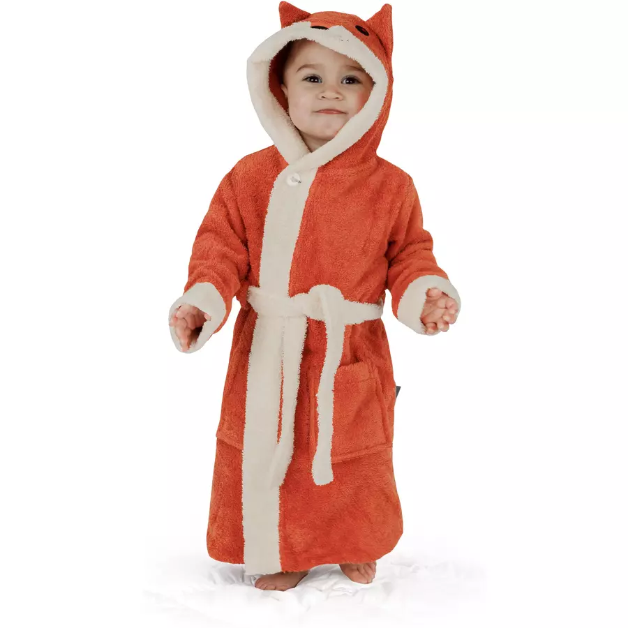 normani Kinder Bademantel aus Bio-Baumwolle Malia Orange  Fuchs