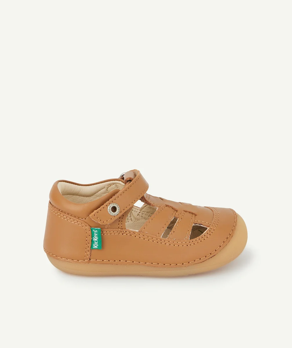 KICKERSLES SANDALES PREMIERS PAS EN CUIR CAMEL