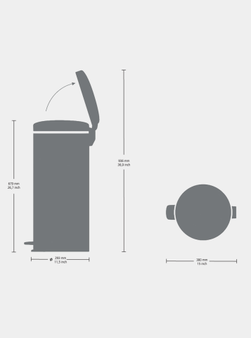 NewIcon Pedaalemmer, 30 liter, kunststof binnenemmer - Matt Steel