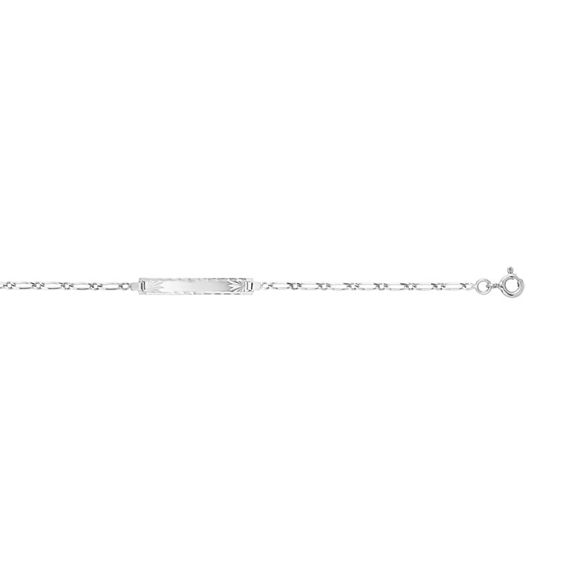 Bracelet identité or 375 blanc personnalisable maille alternée 14 cm