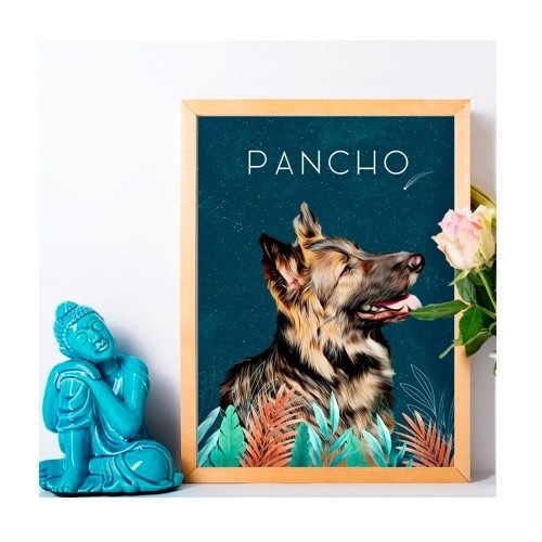 Retrato de Mascochula na selva, impressão realista personalizada do seu animal de estimação.