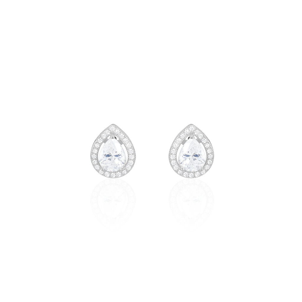 Boucles D'oreilles Puces Pilar Argent Blanc Oxyde De Zirconium
