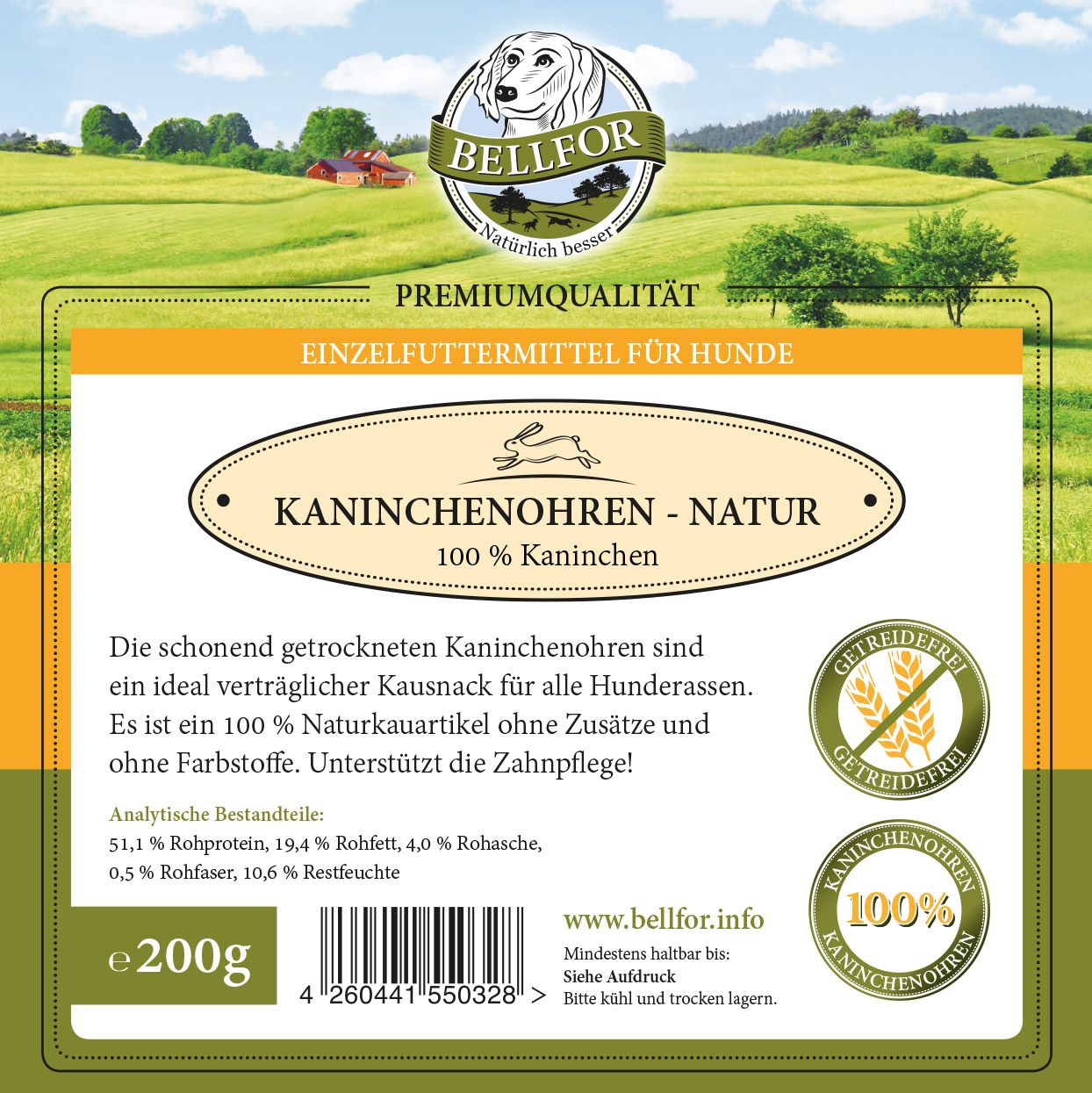 Bellfor Sparset Nr. 2 Hundeleckerlies - Gutshof + Landgut-Schmaus + Kaninchenohren