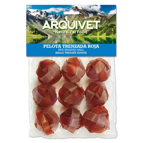 Bola trançada vermelha para cães, sabor neutro