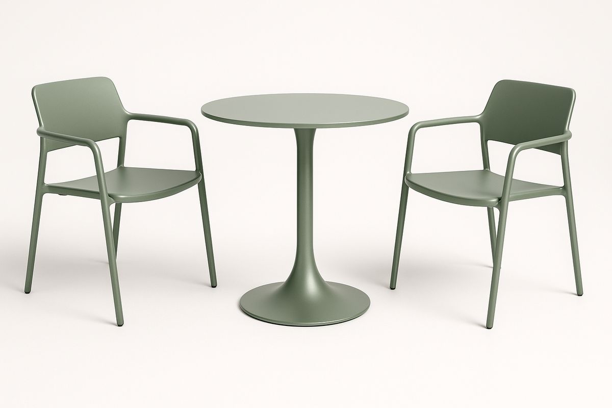 Gartenmöbel-Set Aluminium Tisch und 2 Stühle Grün